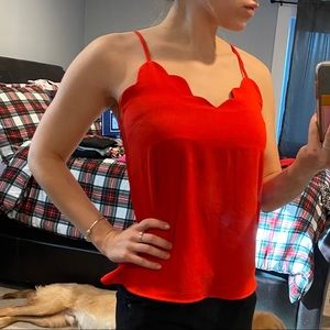 Red Scalloped tank